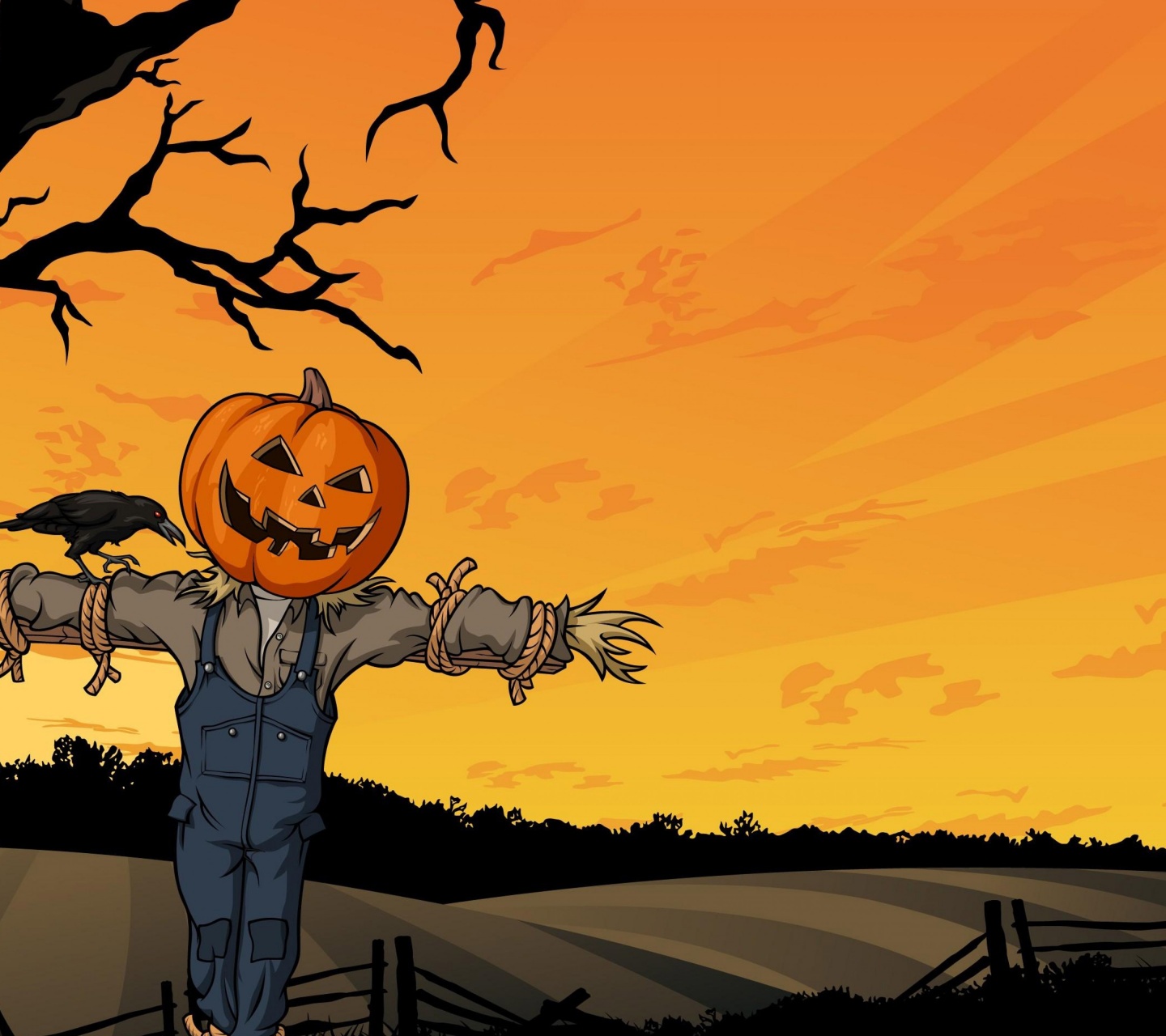 Halloween Scarecrow In The Field