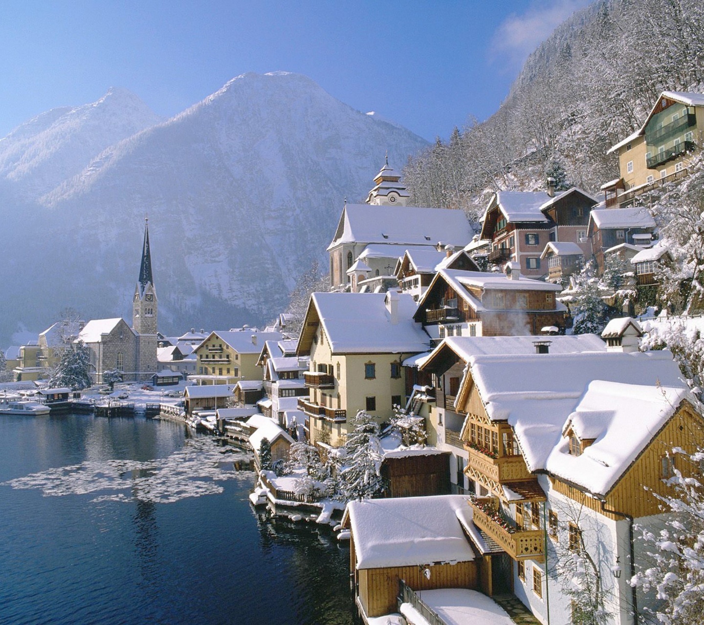 Hallstatt Austria Winter Village Salzkammergut Resort Mountains