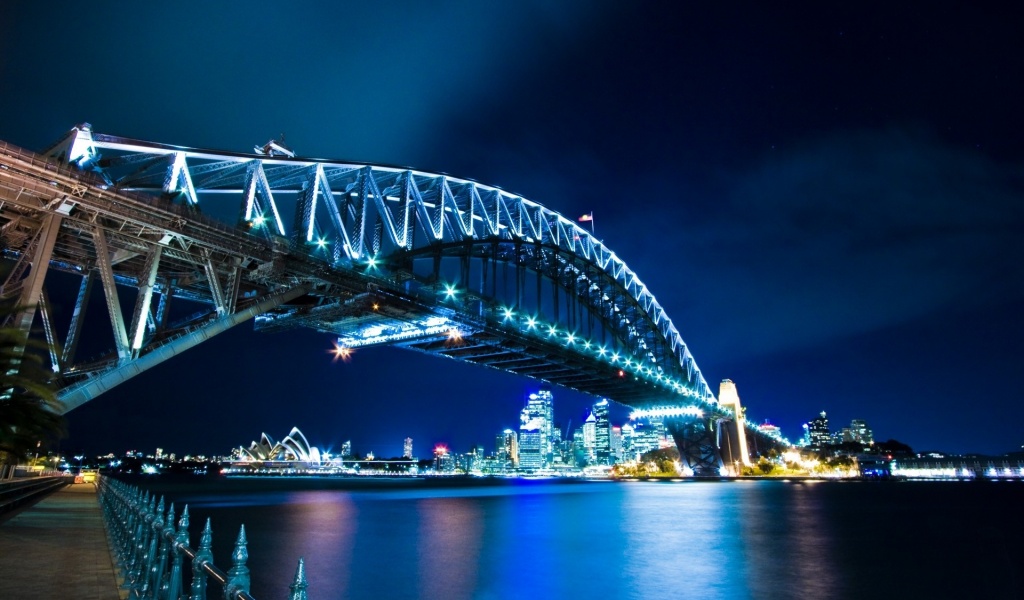 Harbour Bridge Sydney Night Lights City Landscape