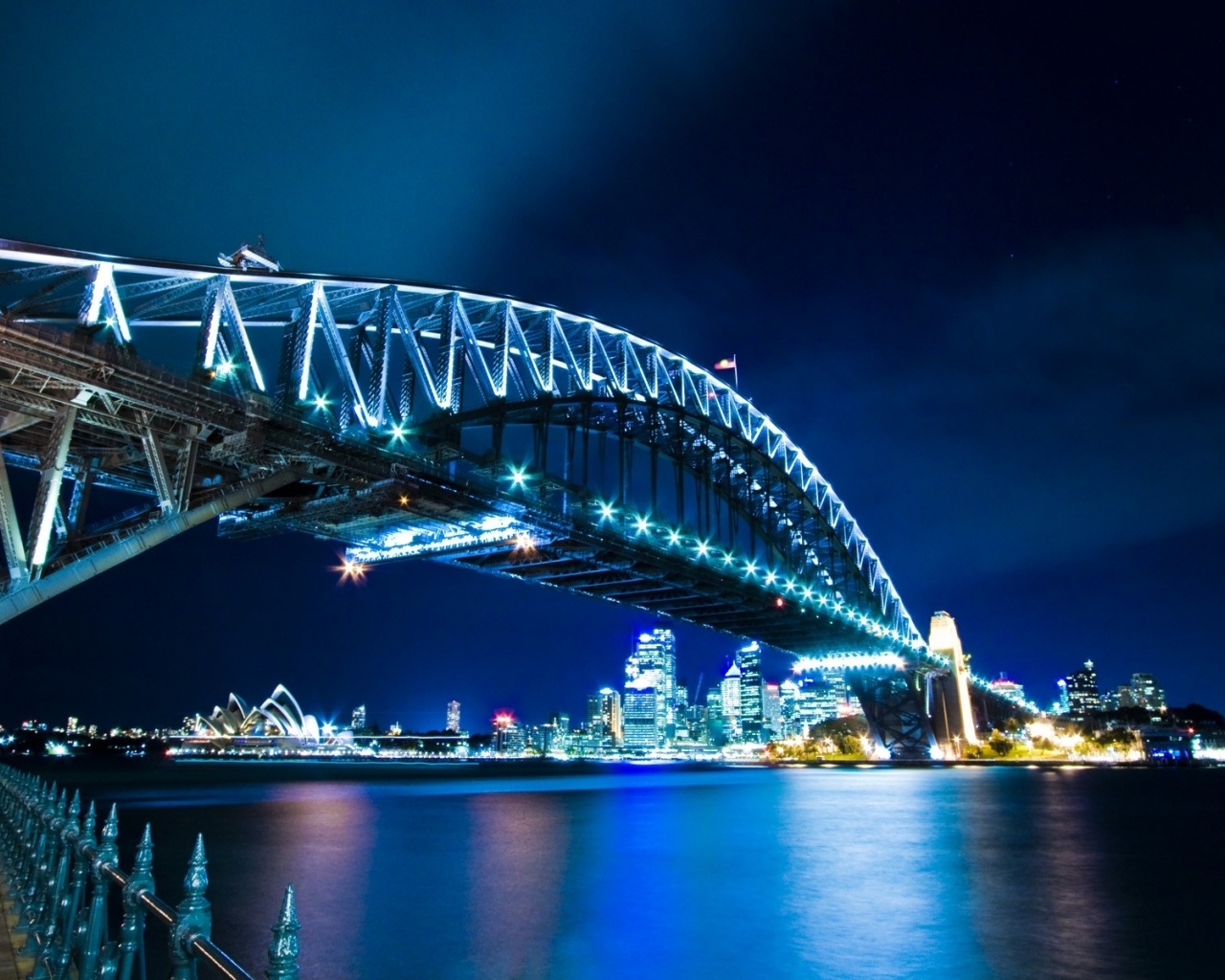 Harbour Bridge Sydney Night Lights City Landscape