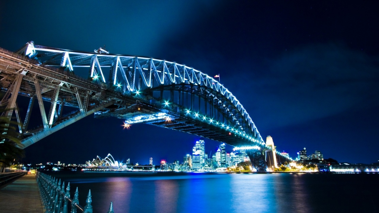 Harbour Bridge Sydney Night Lights City Landscape