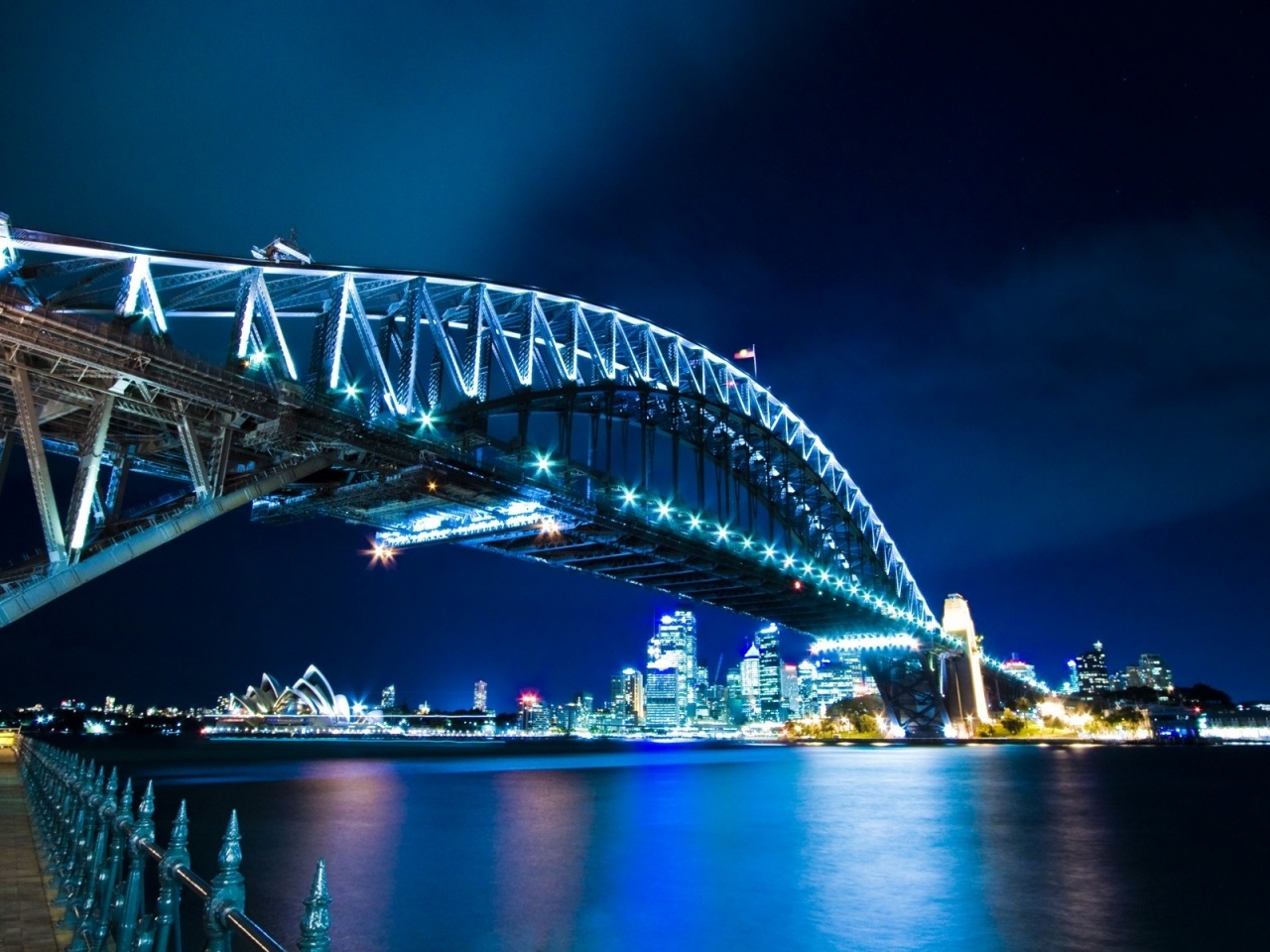 Harbour Bridge Sydney Night Lights City Landscape