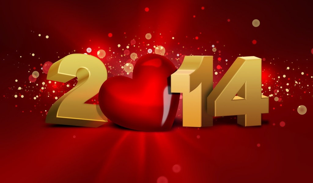 Heart And 3d Happy New Year 2014