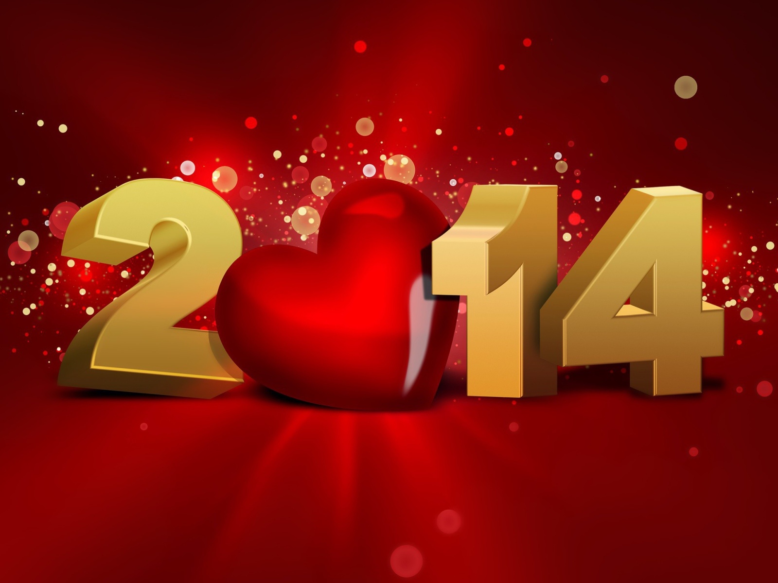 Heart And 3d Happy New Year 2014