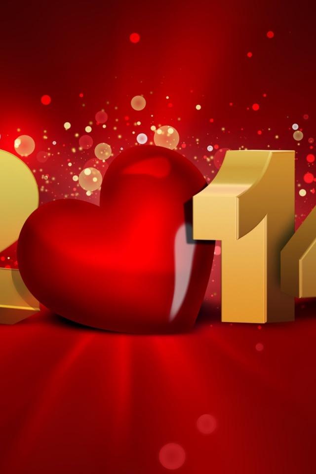 Heart And 3d Happy New Year 2014