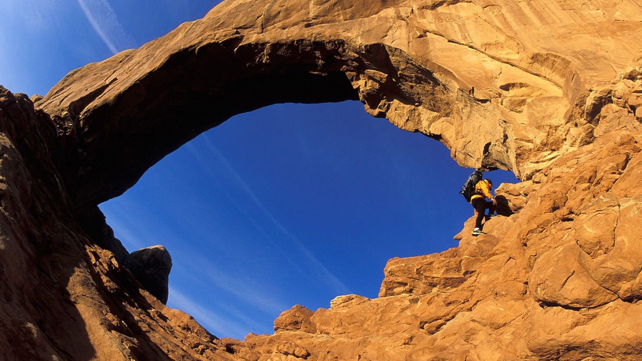 Hiking Arches National Park Utah Usa Sandstone