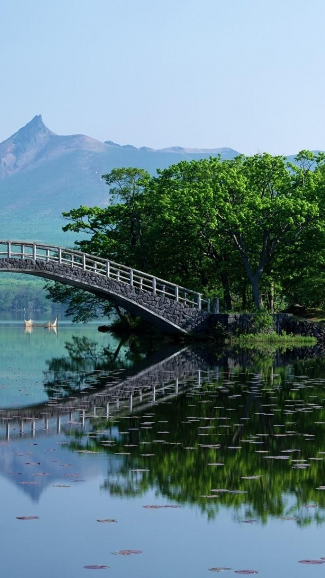 Hokkaido Japan Park Bridge Lake Scenary Nature