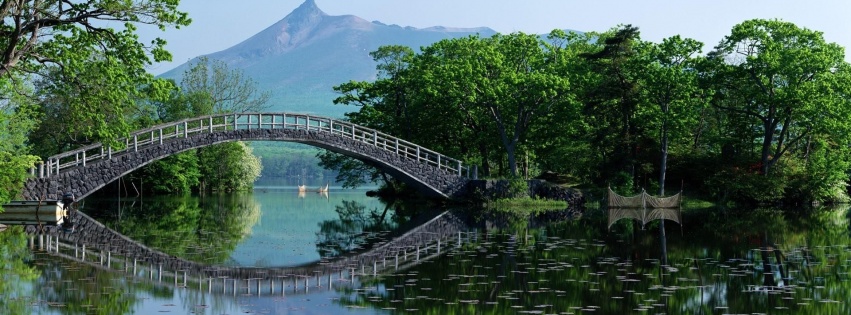 Hokkaido Japan Park Bridge Lake Scenary Nature