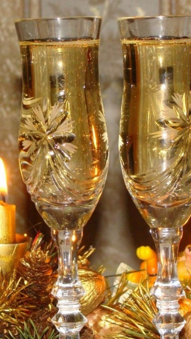 Holiday Champagne Candles Needles Thread New Year