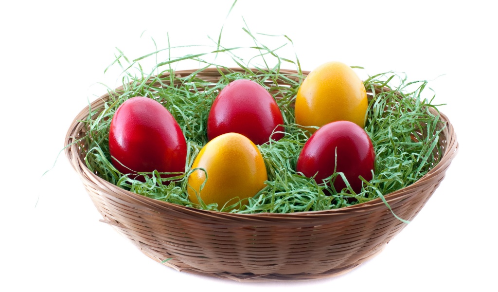 Holidays Easter Eggs In Basket