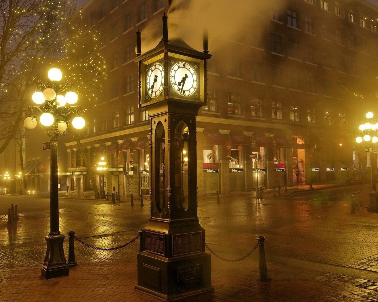 Hours Night Lights Street Sepia City Landscape