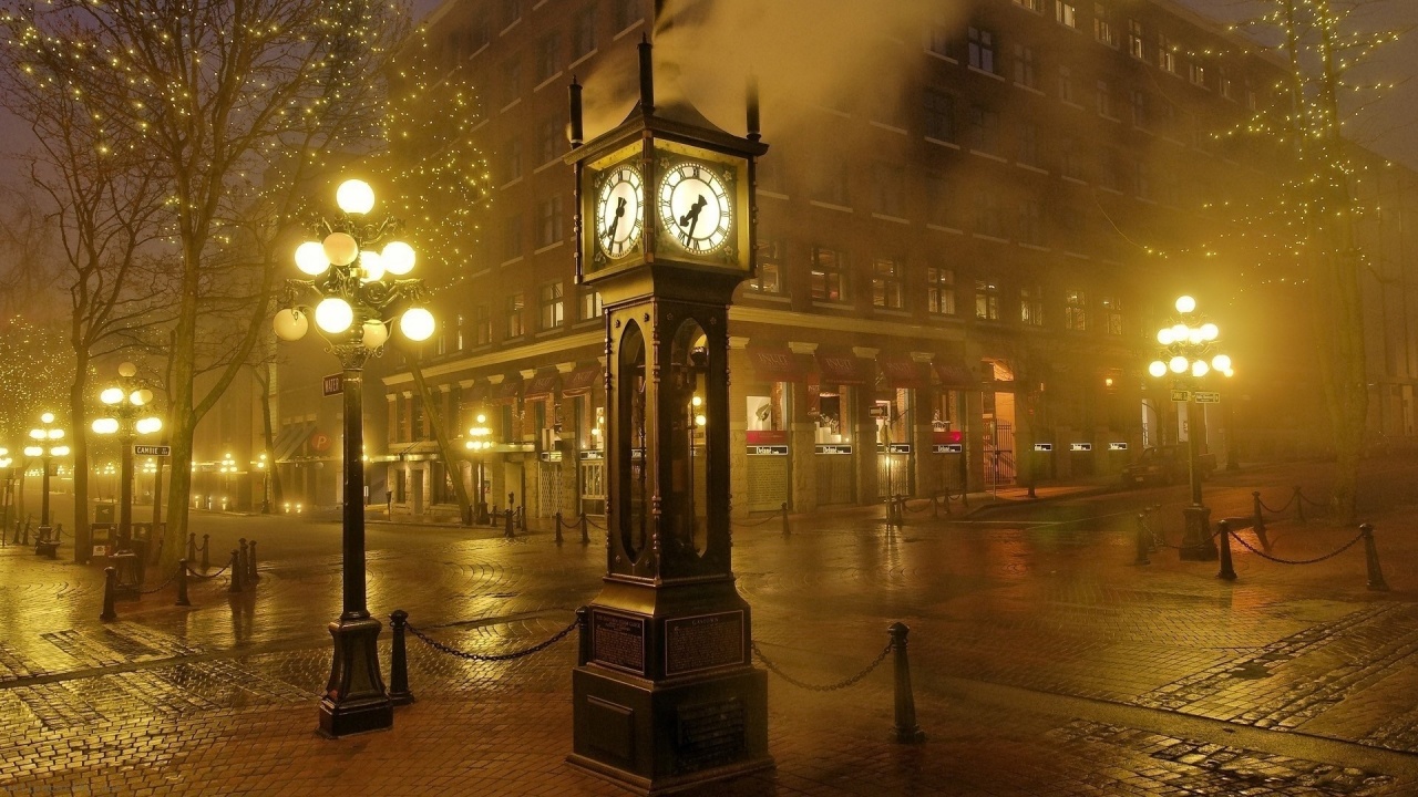 Hours Night Lights Street Sepia City Landscape