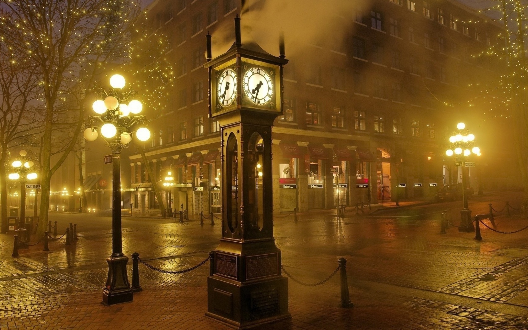 Hours Night Lights Street Sepia City Landscape