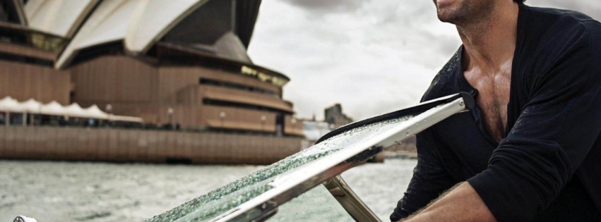 Hugh Jackman On A Boat In Sydney