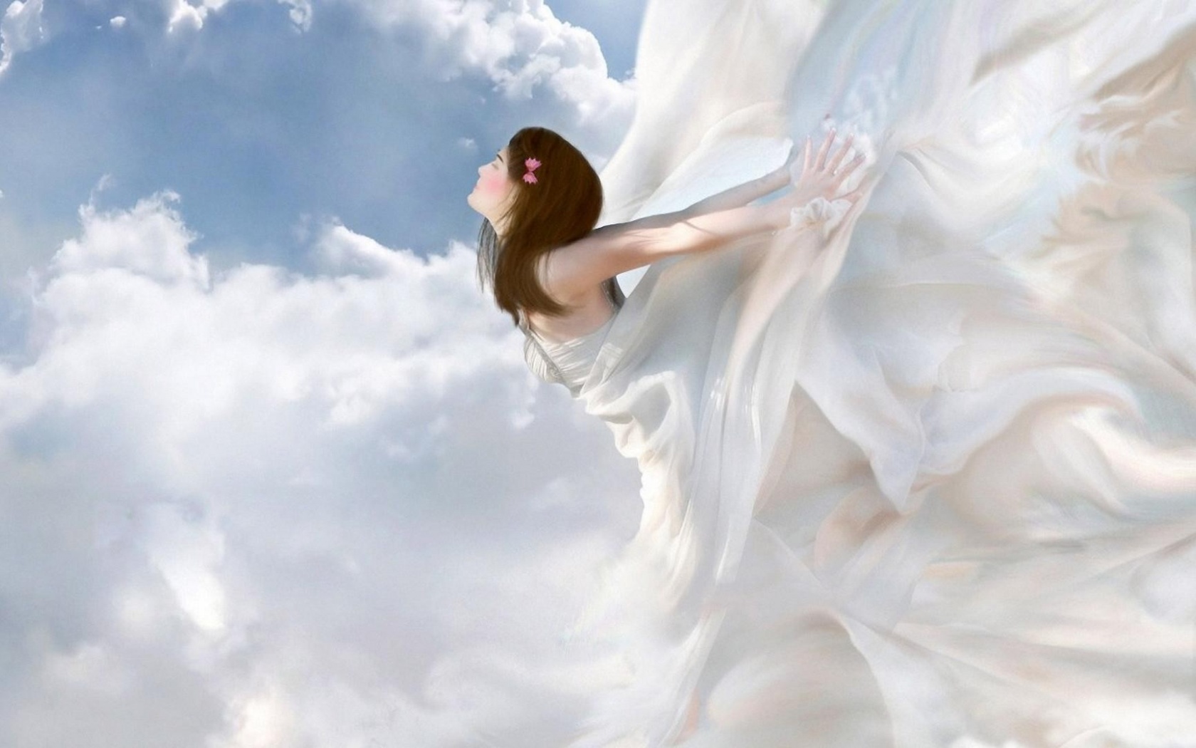 I Believe I Can Fly Believe Cloud Day Dress Fantasy Girl Sky Sun White