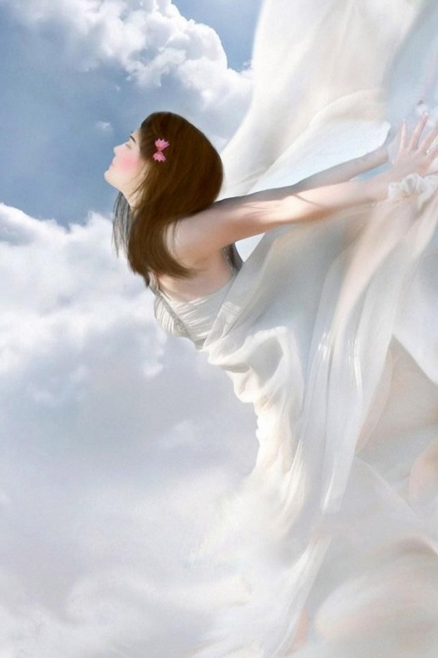 I Believe I Can Fly Believe Cloud Day Dress Fantasy Girl Sky Sun White