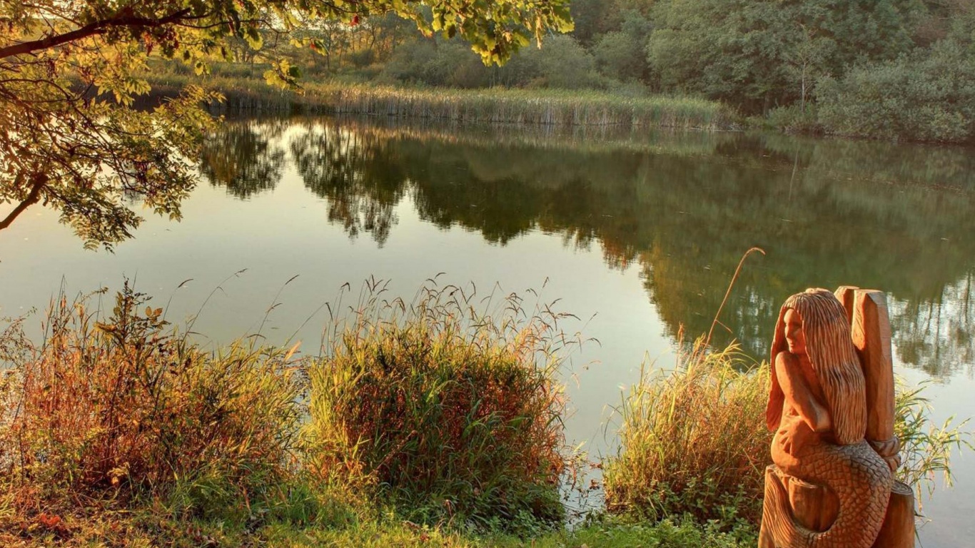 Idyll With Mermaid Holzmaar Saxler Rhineland Palatinate Germany