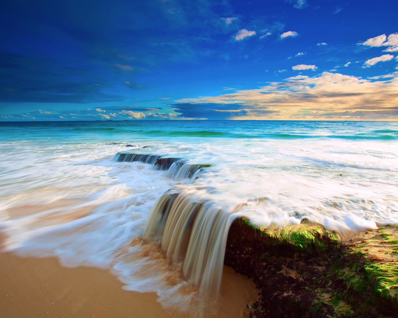 Incoming Wave On Tropical Beach