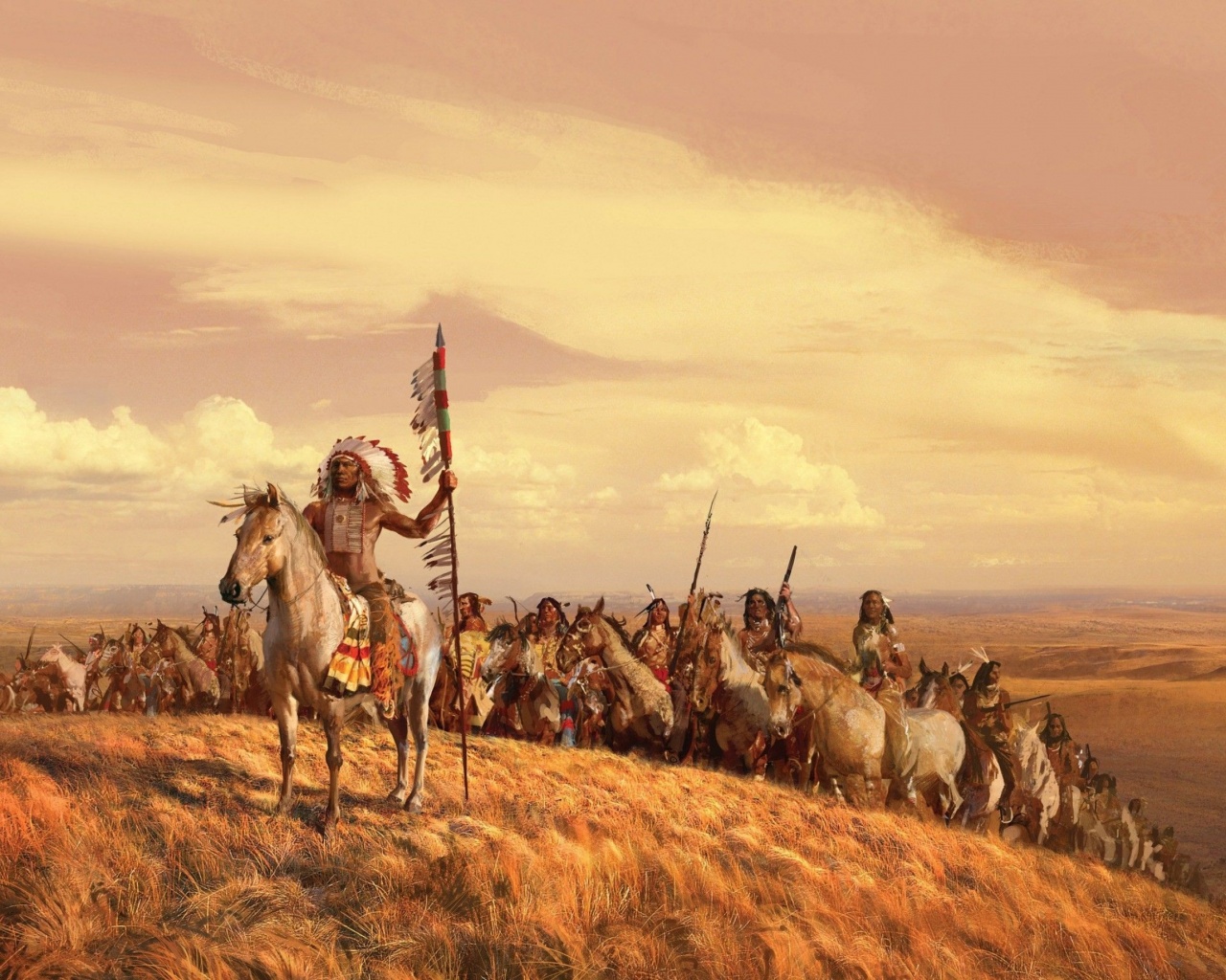 Indians Soldiers On Horses