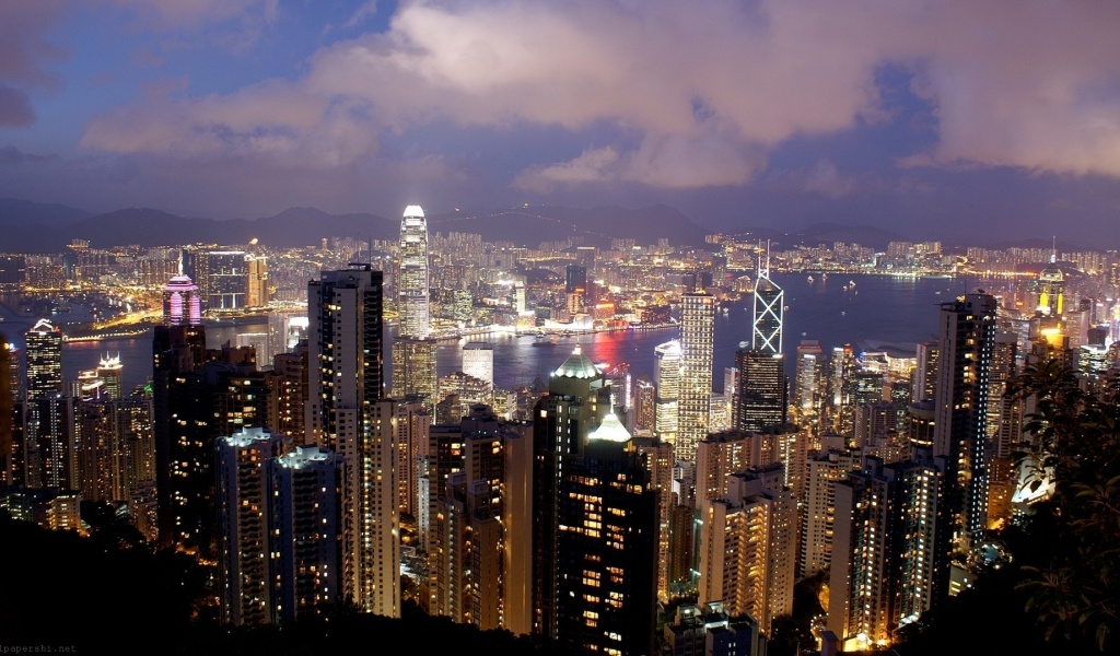 Ingapore Asia Skyscrapers Building Metropolis Night City Landscape