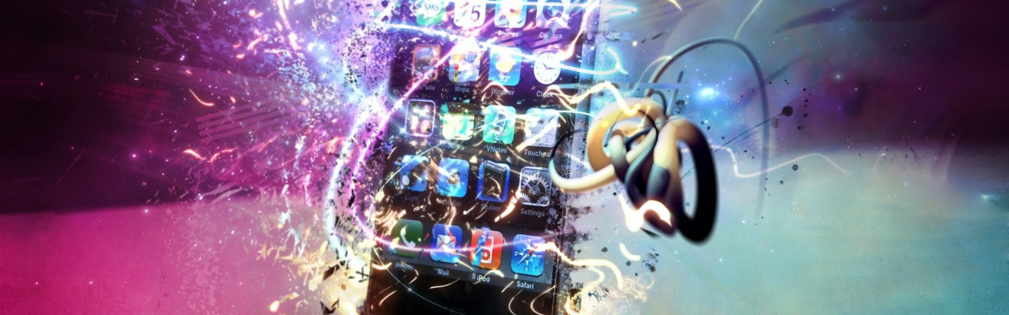 iPhone 4g With Shining Multi Color Background 3D Gaming Hd