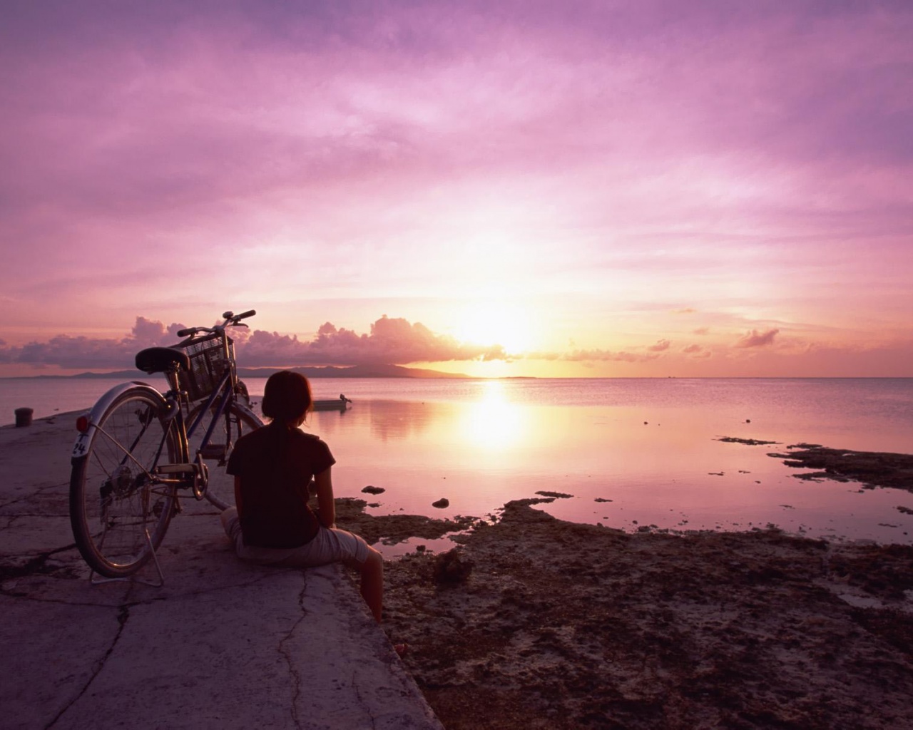 Japan Okinawa Coastal Sunset Evening Bicycle Nature Landscapes