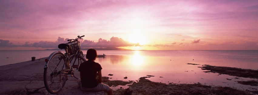 Japan Okinawa Coastal Sunset Evening Bicycle Nature Landscapes