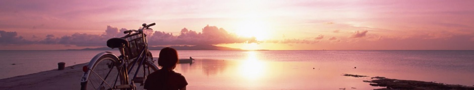 Japan Okinawa Coastal Sunset Evening Bicycle Nature Landscapes