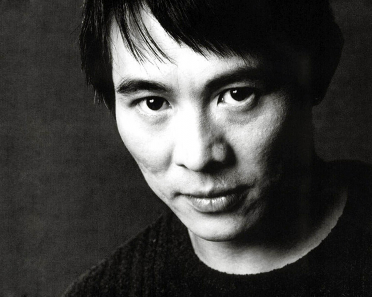 Jet Li Face Eyes Brunette Celebrity Man Actor Black White