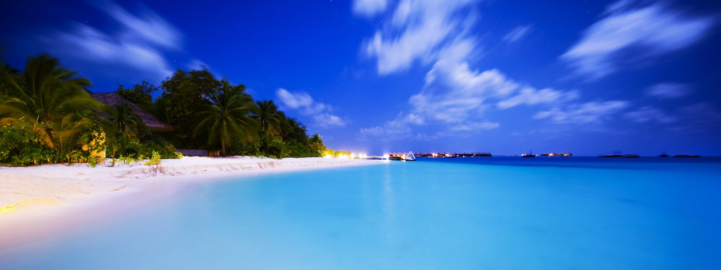 Maldives Night Island Beach Ocean Holiday Landscape