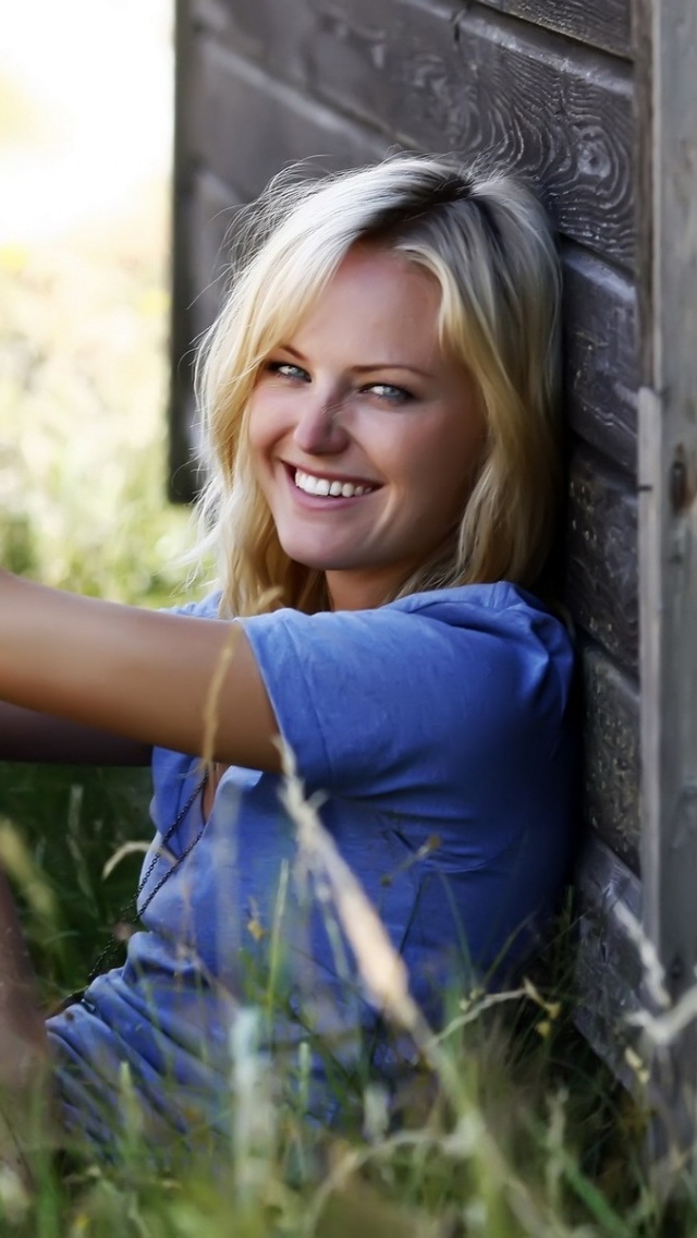 Malin Akerman Blonde Smile Grass Wall