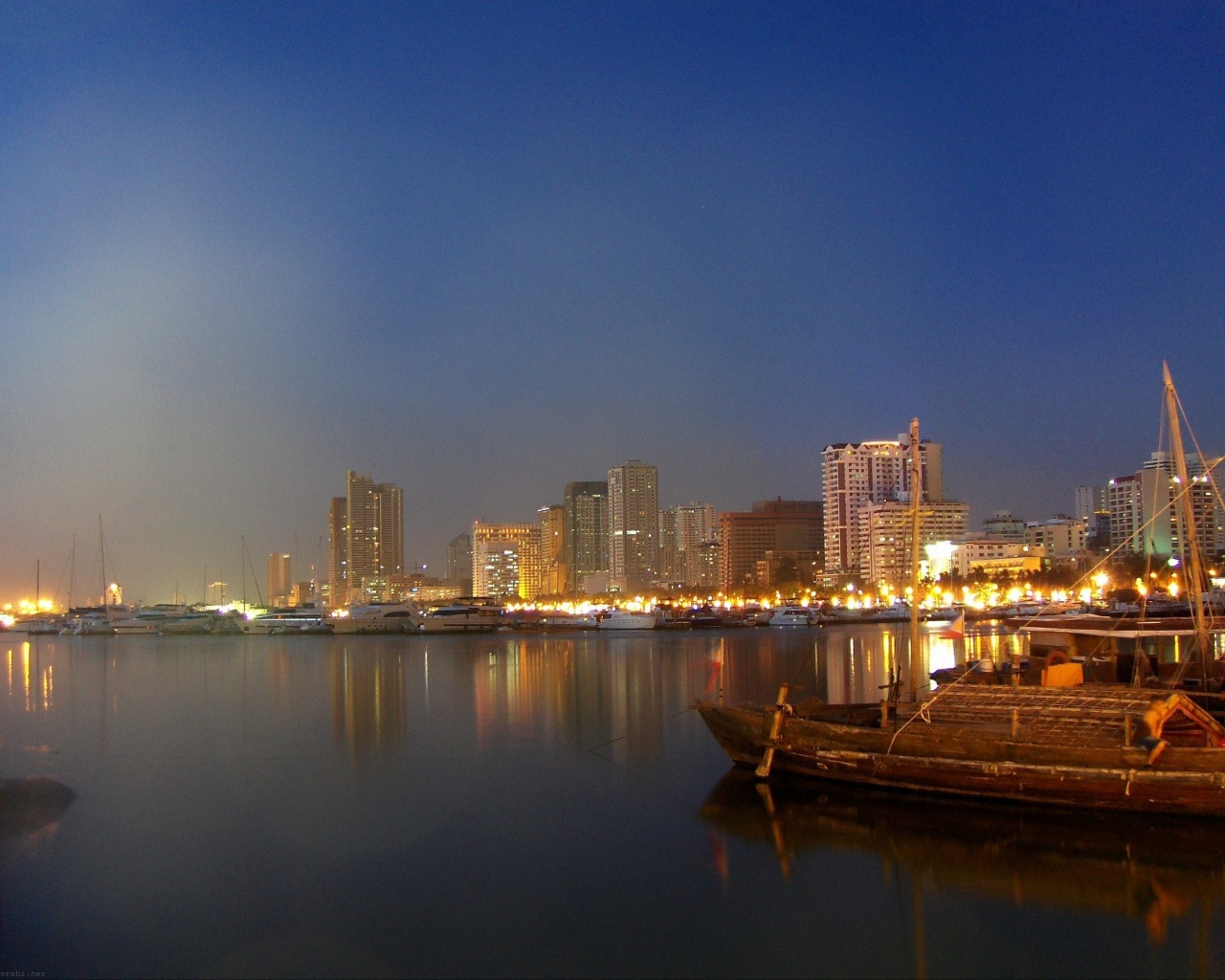 Manila Skyline By Night Pasay City Metro Manila Philippines