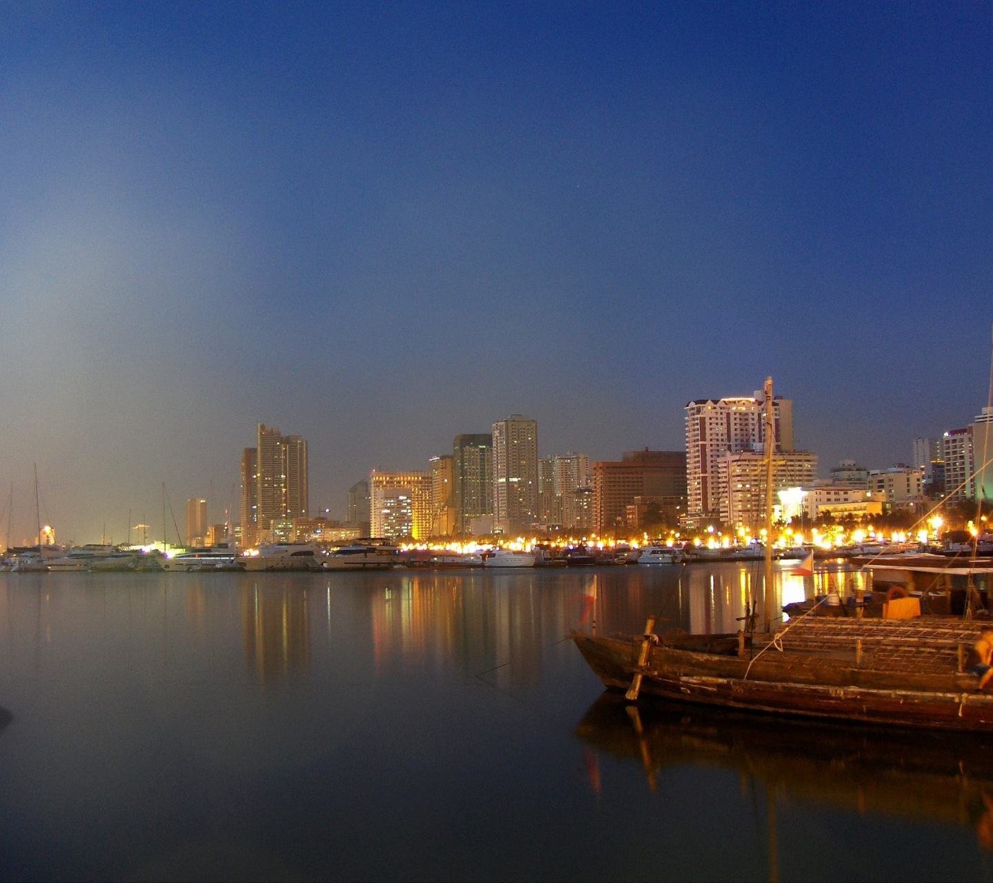 Manila Skyline By Night Pasay City Metro Manila Philippines