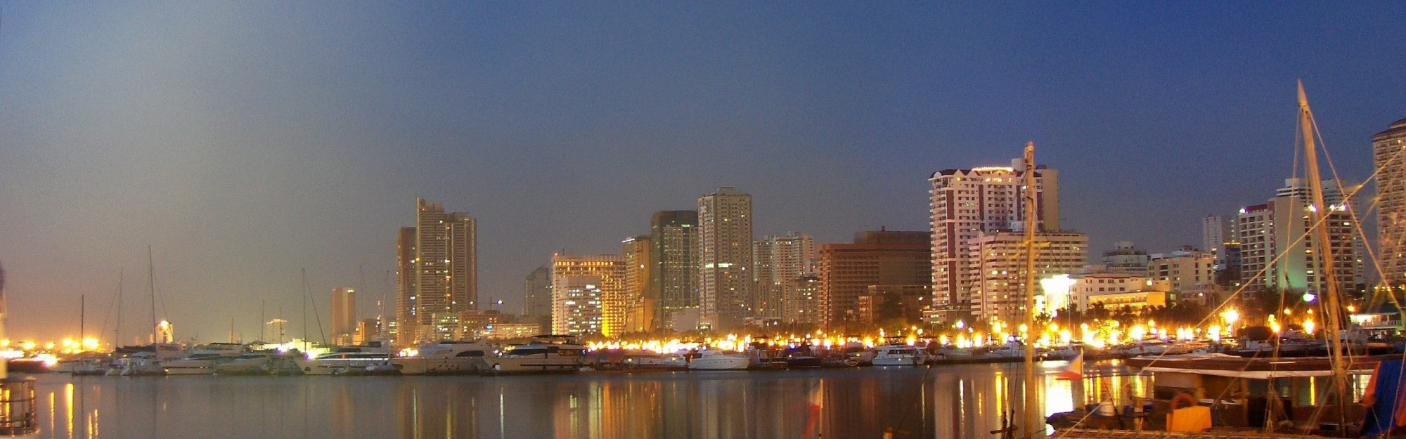 Manila Skyline By Night Pasay City Metro Manila Philippines