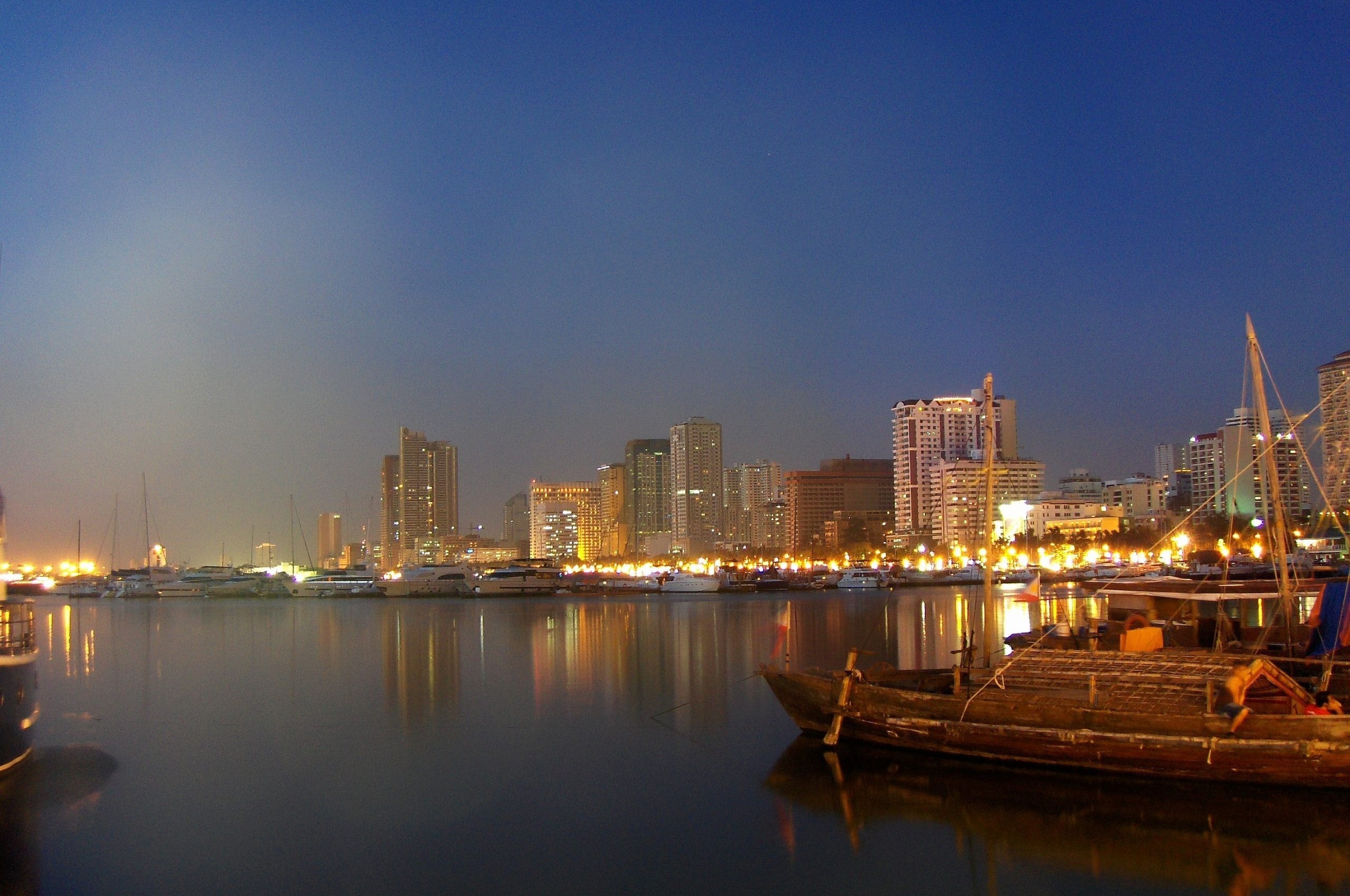 Manila Skyline By Night Pasay City Metro Manila Philippines