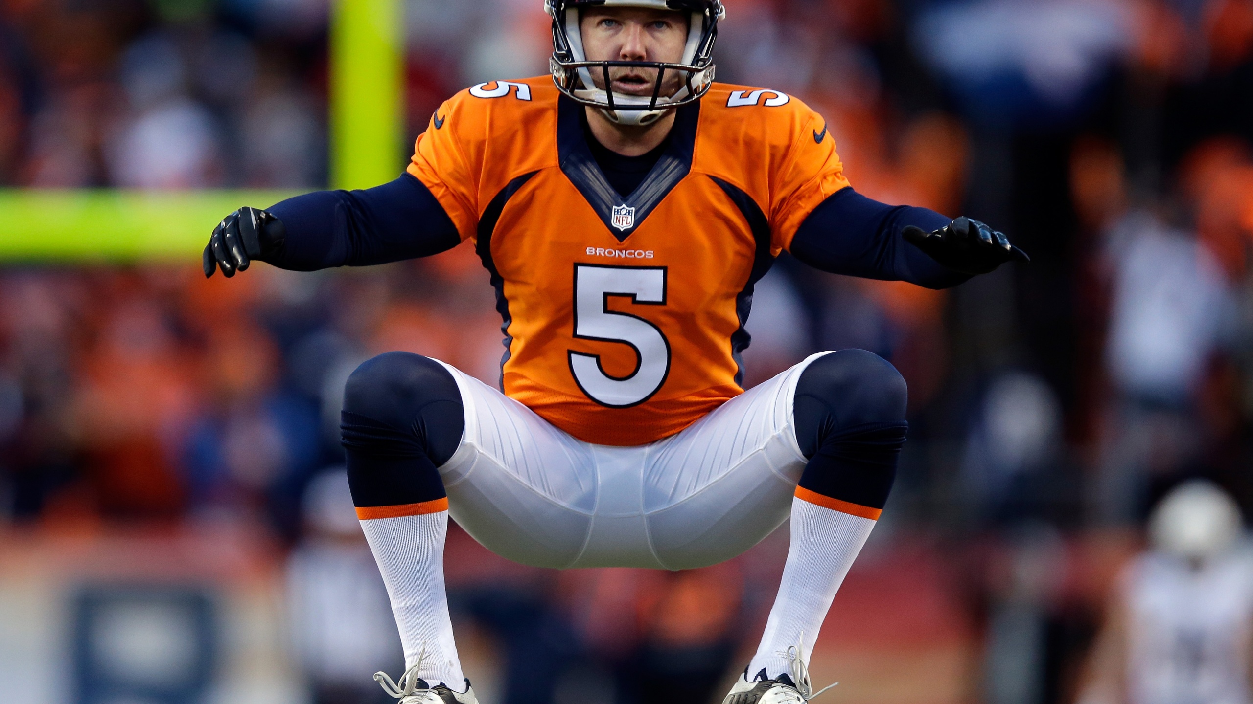 Matt Prater Of The Broncos Warms Up