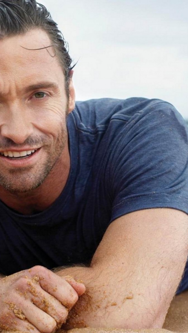 Men Male Celebrity Hugh Jackman On The Beach