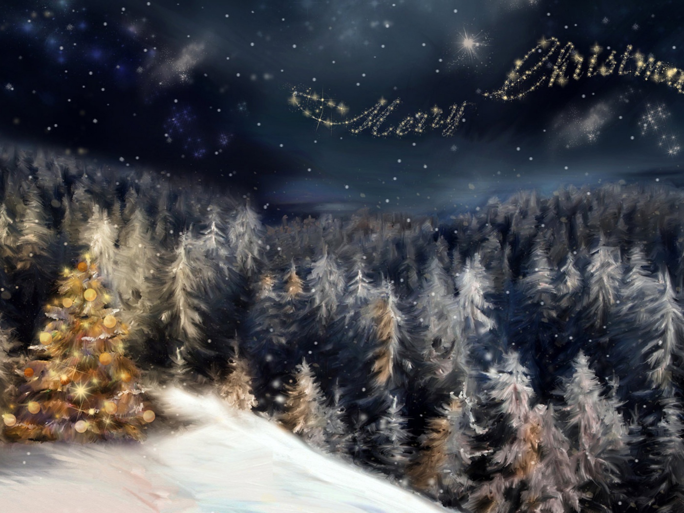 Merry Christmas Sky Message Holiday 3D