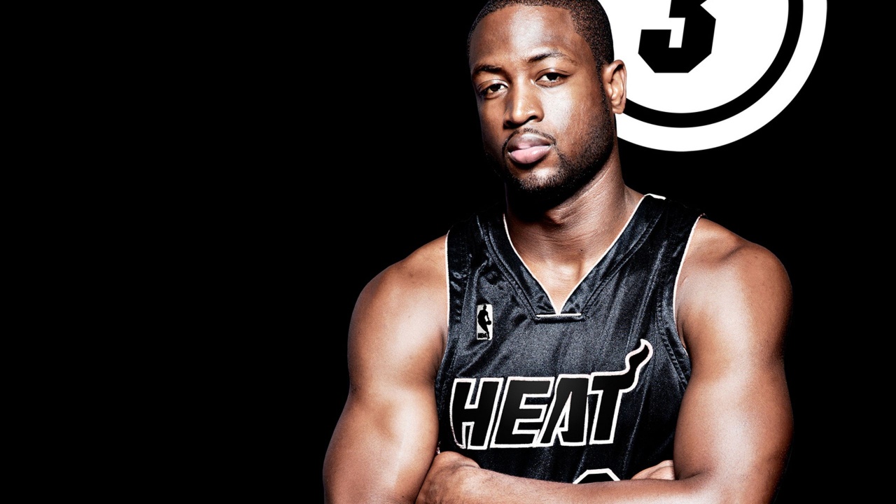 Miami Heat Nba American Basketball Black Uniforms Dwyane Wade