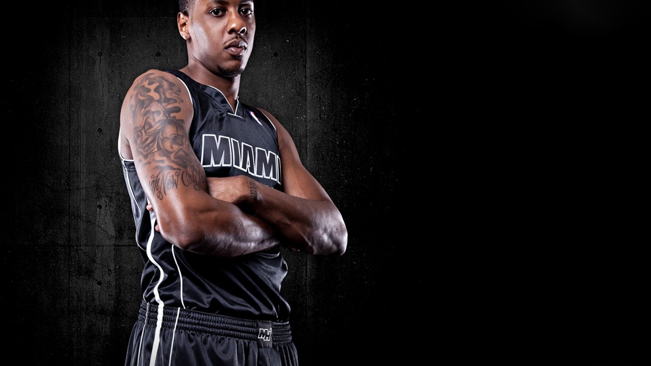 Miami Heat Nba American Basketball Black Uniforms Mario Chalmers