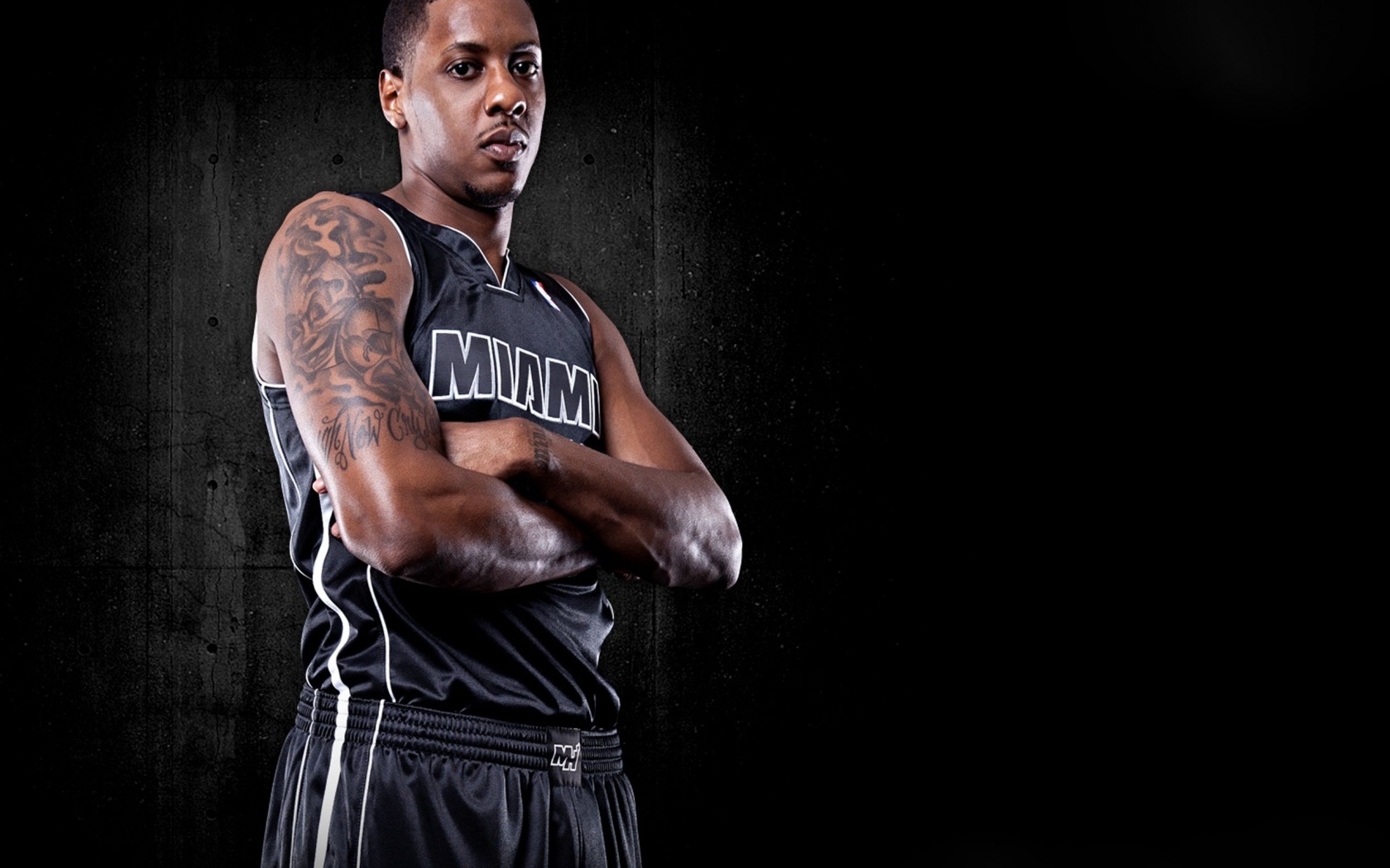 Miami Heat Nba American Basketball Black Uniforms Mario Chalmers