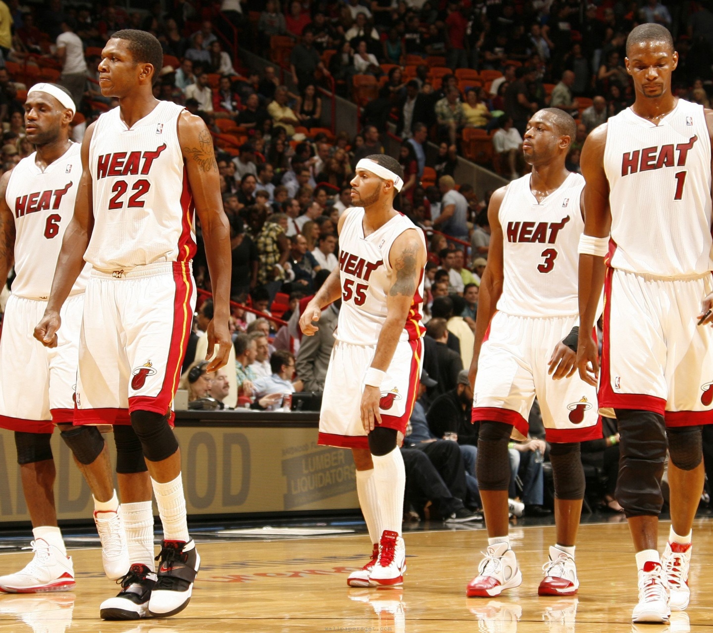 Miami Heat Nba American Basketball Lebron James James Jones Eddie House Dwyane Wade And Chris Bosh