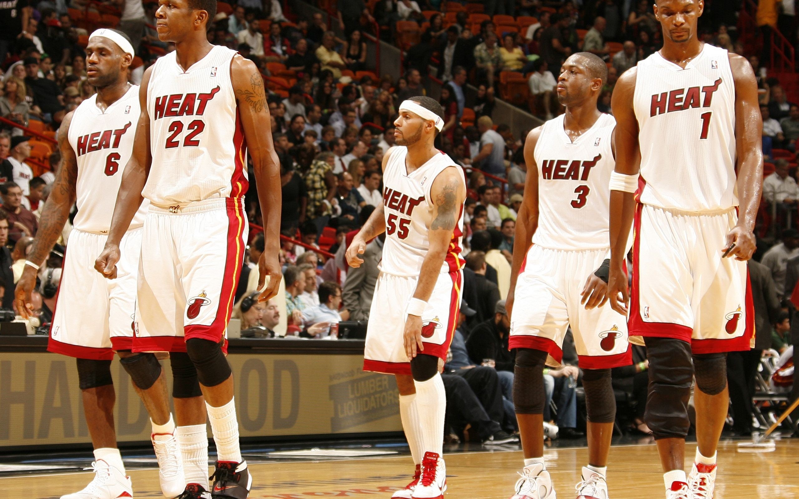 Miami Heat Nba American Basketball Lebron James James Jones Eddie House Dwyane Wade And Chris Bosh