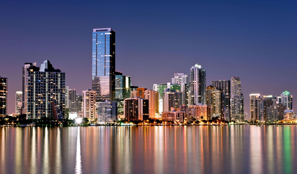 Miami Skyline In Night