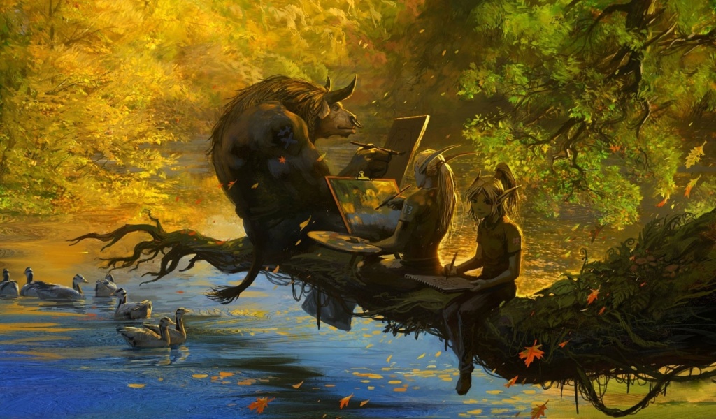 Minotaur And Elves Artwork Autumn