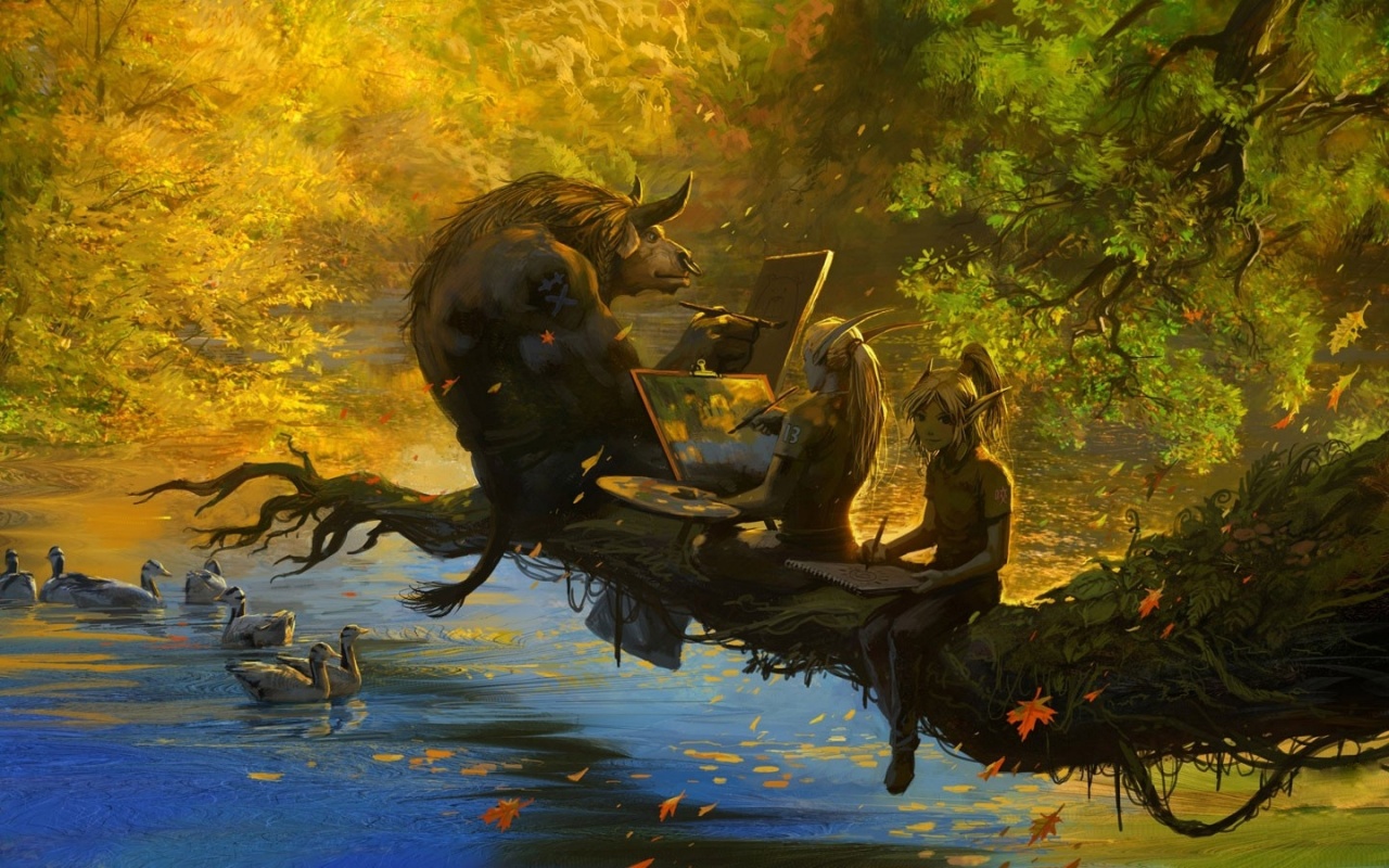 Minotaur And Elves Artwork Autumn