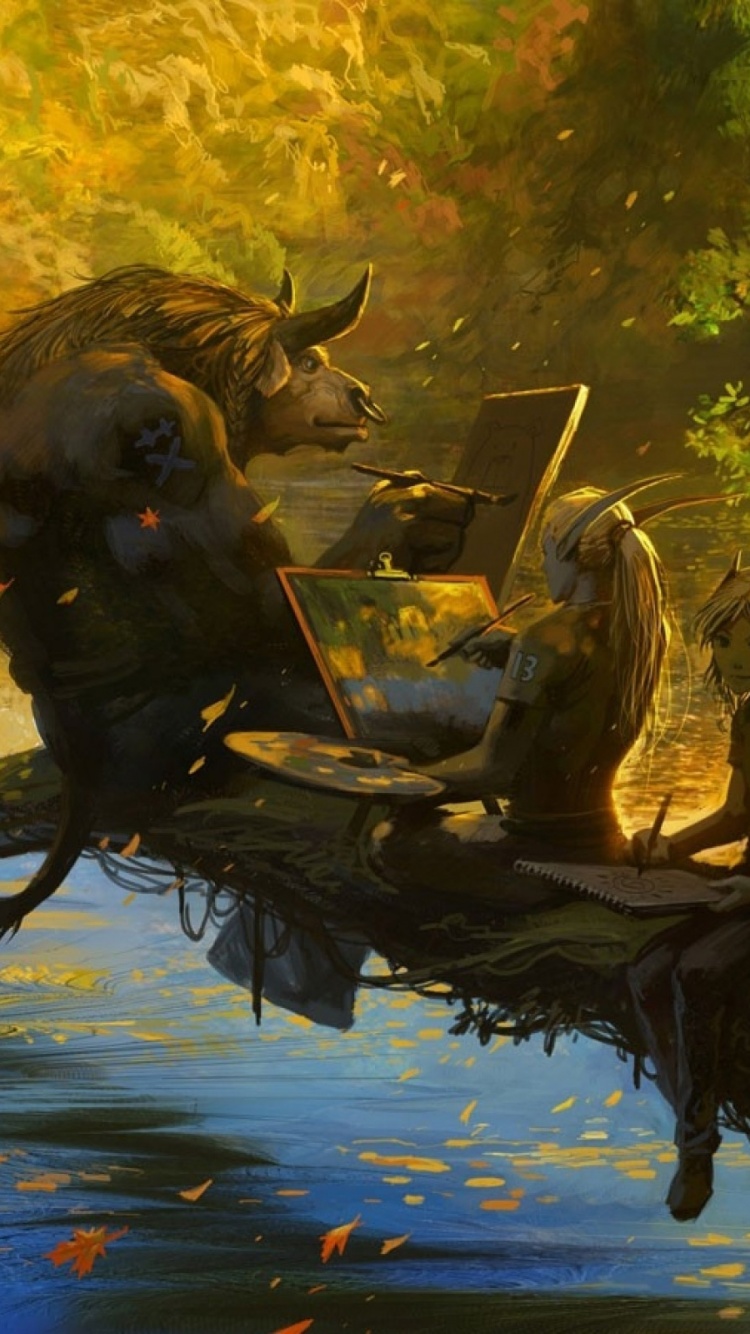 Minotaur And Elves Artwork Autumn