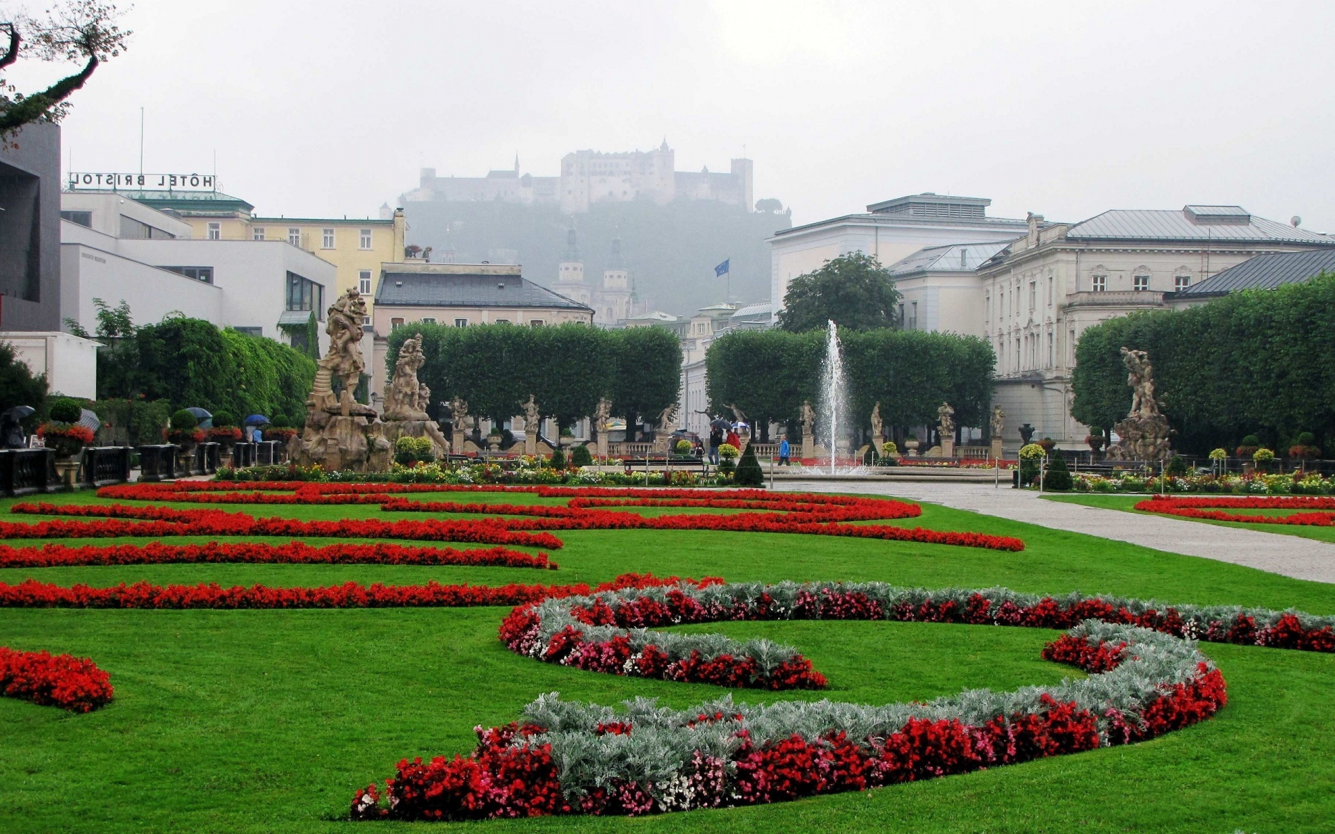 Mirabellgarden Under Rain Salzburg Austria