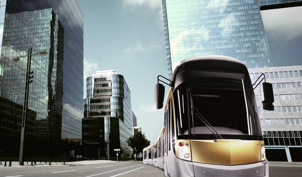 Modern Tram In The City