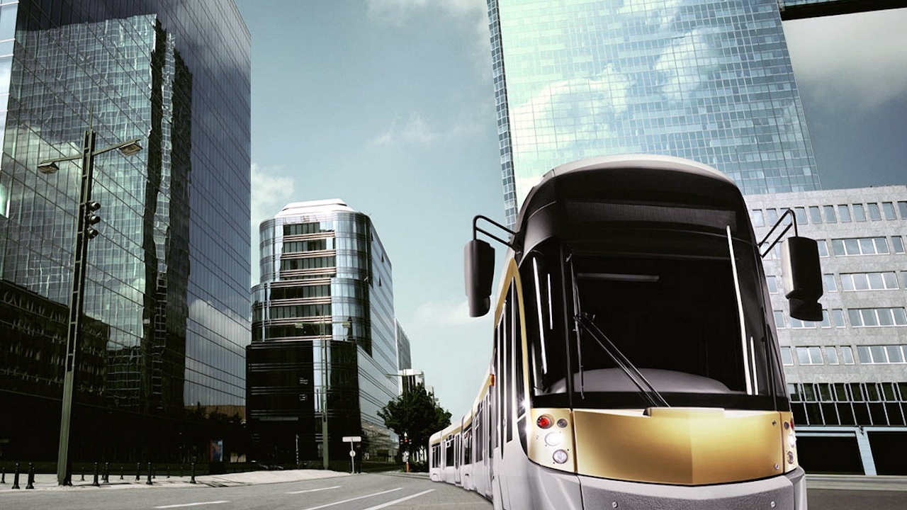 Modern Tram In The City